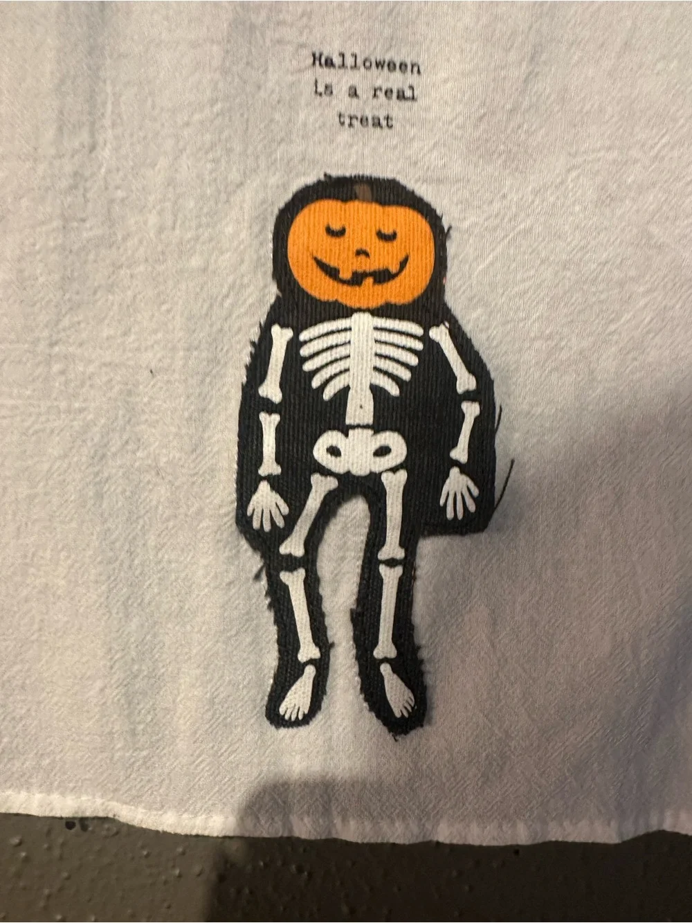 Mud Pie Halloween Pumpkin Head Skeleton Tea Towel
